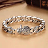 Silver-plated bracelet with an Om Mani Padme Hum and vajra centerpiece