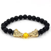 Dragon Lava Rock Bracelet with White Turquoise or Citrine