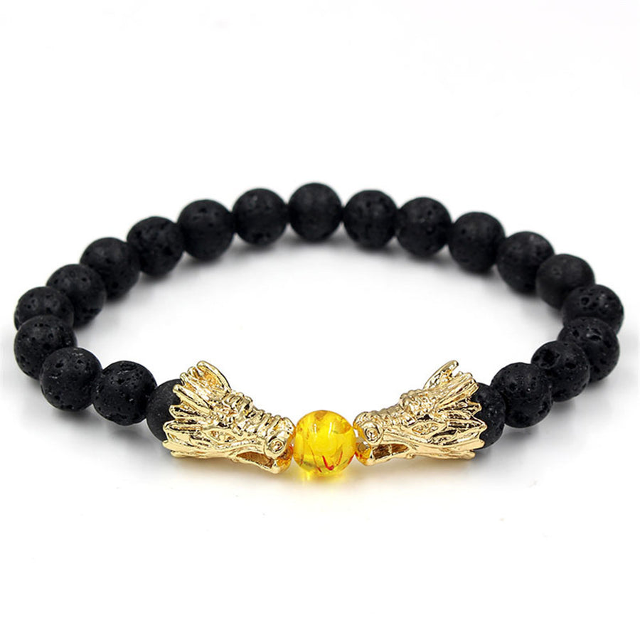 Dragon Lava Rock Bracelet with White Turquoise or Citrine