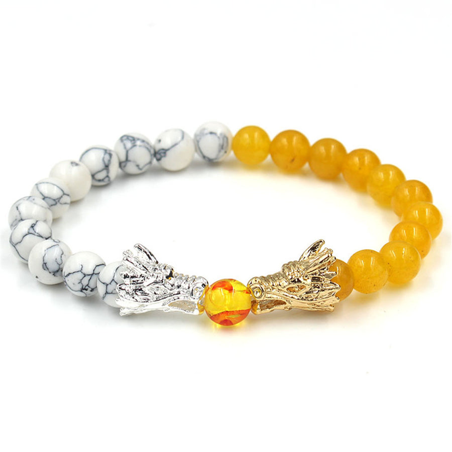 Dragon Lava Rock Bracelet with White Turquoise or Citrine