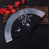 Silk Folding Fan with Rabbit and Cherry Blossom Motif