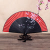 Silk Folding Fan with Rabbit and Cherry Blossom Motif