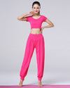 Solid Color Yoga Dance Long Harem Pants Set