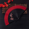 Silk Folding Fan with Rabbit and Cherry Blossom Motif