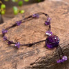 Crystal Rose Anklet, Amethyst Aventurine Rose Quartz