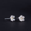 925 Sterling Silver Flower Stud Earrings with Gold Tone Stamens