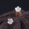 925 Sterling Silver Flower Stud Earrings with Gold Tone Stamens