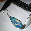 Alloy Teardrop Dangle Earrings with Iridescent Drop
