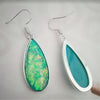Alloy Teardrop Dangle Earrings with Iridescent Drop