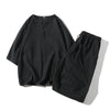 Men's Meditation Cloth Set: Cotton Linen T-Shirt and Wide Leg Shorts