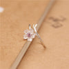 925 Sterling Silver Cherry Blossom Adjustable Ring with Pink Stone