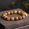 Golden Silk Jade Lotus Bracelet, Natural Stone Beads