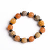 Golden Silk Jade Lotus Bracelet, Natural Stone Beads