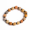 Golden Silk Jade Lotus Bracelet, Natural Stone Beads