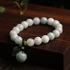 Natural Jade Bracelet with Pixiu or Gourd Charm, 10mm Beads