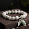 Natural Jade Bracelet with Pixiu or Gourd Charm, 10mm Beads