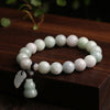 Natural Jade Bracelet with Pixiu or Gourd Charm, 10mm Beads