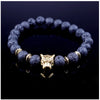Tiger Eye and Lapis Lazuli Leopard Bracelet