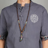 Wood Horn Pendant Necklace with Mantra Beads