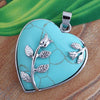 Natural Crystals Heart Pendant Necklace with Rose Design