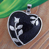 Natural Crystals Heart Pendant Necklace with Rose Design