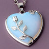 Natural Crystals Heart Pendant Necklace with Rose Design
