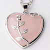 Natural Crystals Heart Pendant Necklace with Rose Design