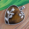 Natural Crystals Heart Pendant Necklace with Rose Design