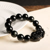 Natural Black Obsidian Pixiu Bracelet with Rainbow Eye