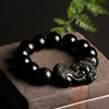 Natural Black Obsidian Pixiu Bracelet with Rainbow Eye