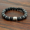 Maitreya Buddha Head Bracelet with Tiger Eye or Lava Rock