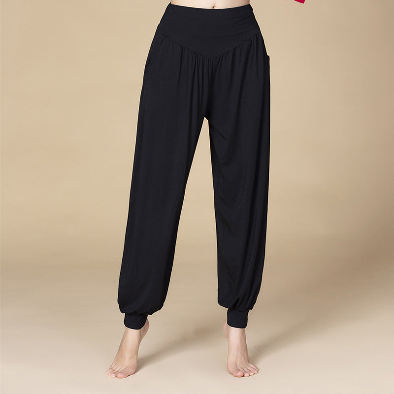 Solid Color Modal Yoga Dance High Waist Harem Pants With Pockets