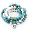 108 Bead Mala Bracelet with Lotus or Om Charm