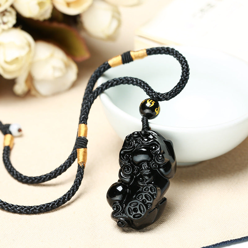 FengShui Citrine Pixiu Wealth Necklace Pendant