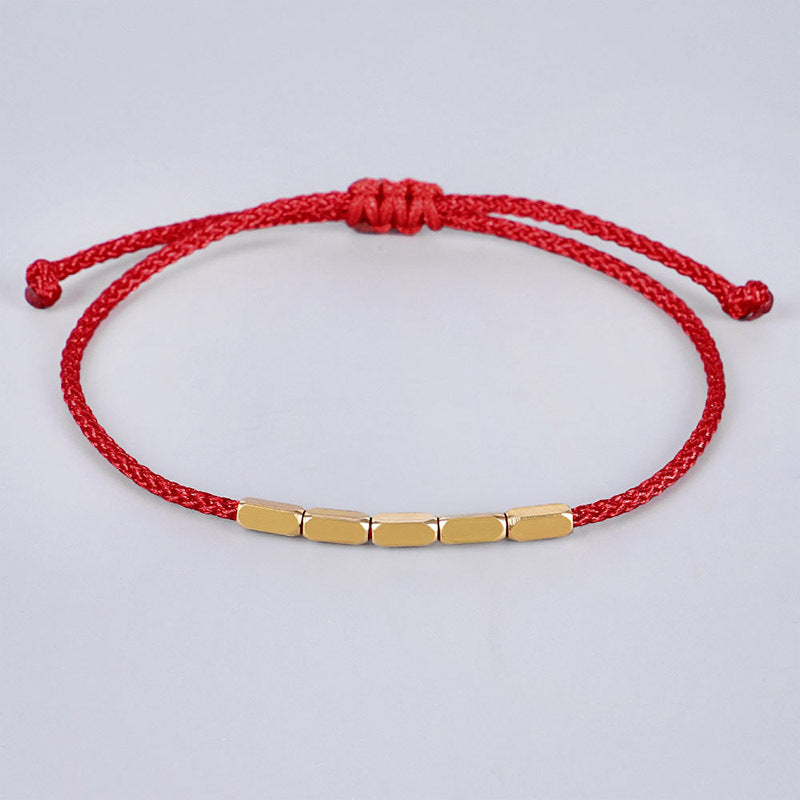 Handcrafted Copper Bead Braided String Bracelet