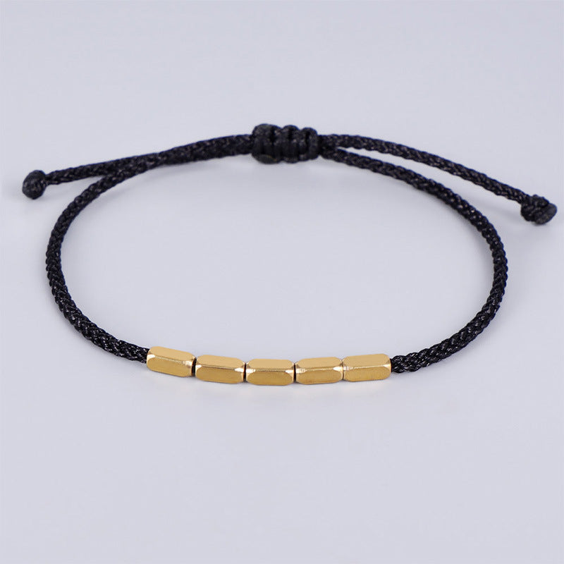 Handcrafted Copper Bead Braided String Bracelet