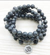 108 Bead Mala Bracelet with Lotus or Om Charm