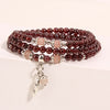 Garnet Triple Wrap Bracelet with Pixiu or Bean Charm