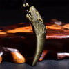 Gold-tone Obsidian Wolf Tooth Pendant Necklace, Unisex