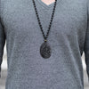 Black Obsidian Ganesha Necklace - Carved Elephant Pendant