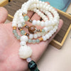 White Bodhi Seed Mala Bracelet 108 Beads Lotus Tassel