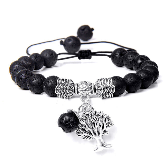 Gemstone Tree of Life Lucky Charm Stretch Bracelet