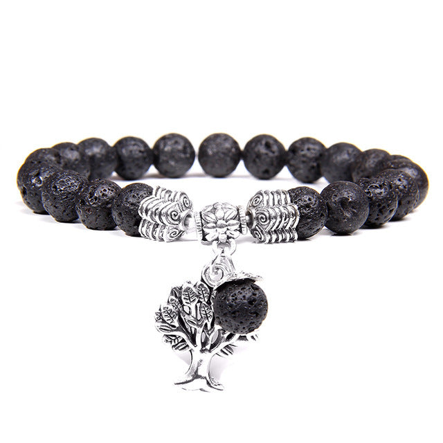 Gemstone Tree of Life Lucky Charm Stretch Bracelet