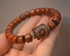 Ox Bone Dzi Bead Bracelet, Barrel Shape 10mm