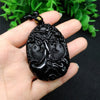 Black Obsidian Koi Fish Pendant Necklace