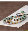 Green Aventurine Garnet Bead Flower Petal Luck Bracelet