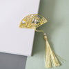 Chinese Style Brass Fan Bookmark with Tassel