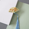 Chinese Style Brass Fan Bookmark with Tassel