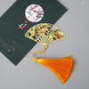 Chinese Style Brass Fan Bookmark with Tassel