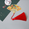 Chinese Style Brass Fan Bookmark with Tassel